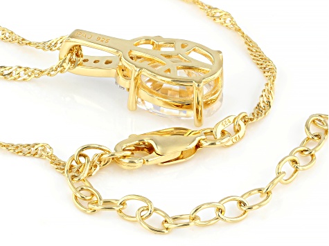 Moissanite 14K Yellow Gold Over Silver Pendant 3.10ctw DEW.