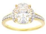 Moissanite 14K Yellow Gold Over Silver Engagement Ring 3.10ctw DEW.