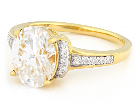 Moissanite 14K Yellow Gold Over Silver Engagement Ring 3.10ctw DEW.