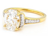 Moissanite 14K Yellow Gold Over Silver Engagement Ring 3.10ctw DEW.