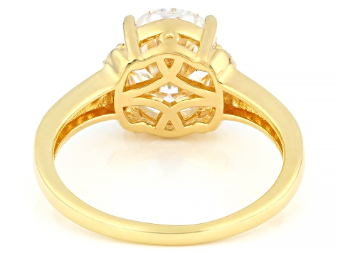 Moissanite 14K Yellow Gold Over Silver Engagement Ring 3.10ctw DEW.