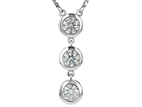 Moissanite Platineve Three Stone Adjustable Necklace 2.40ctw DEW.