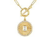 Moissanite 14K Yellow Gold Over Silver Halo Necklace 1.00ctw DEW.