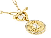 Moissanite 14K Yellow Gold Over Silver Halo Necklace 1.00ctw DEW.