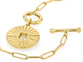 Moissanite 14K Yellow Gold Over Silver Halo Necklace 1.00ctw DEW.
