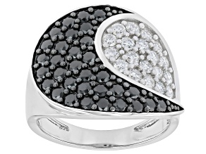 Black and Colorless Moissanite Platineve Cocktail Ring 1.53ctw DEW