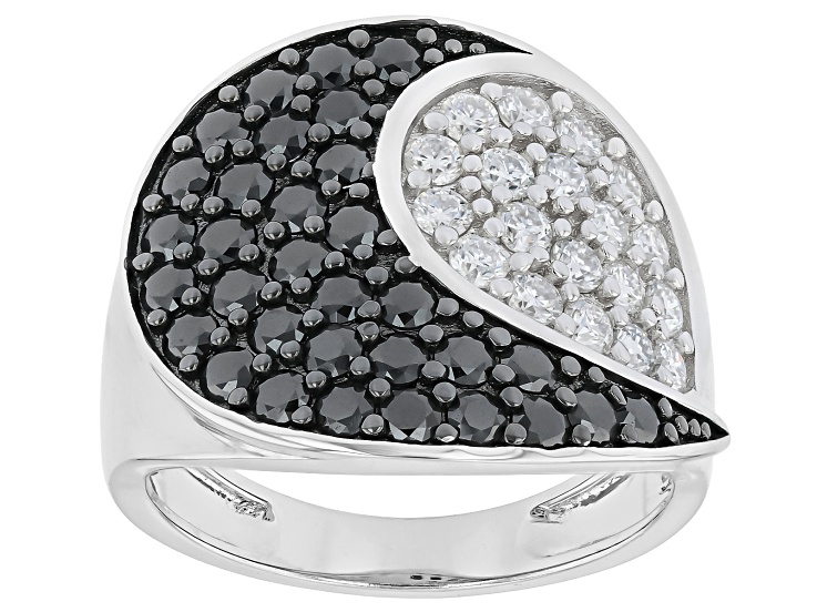 Black and Colorless Moissanite Platineve Cocktail Ring 1.53ctw DEW
