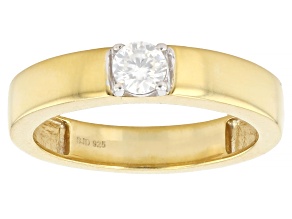 Moissanite 14k Yellow Gold Over Silver Solitaire Ring 0.23ct DEW
