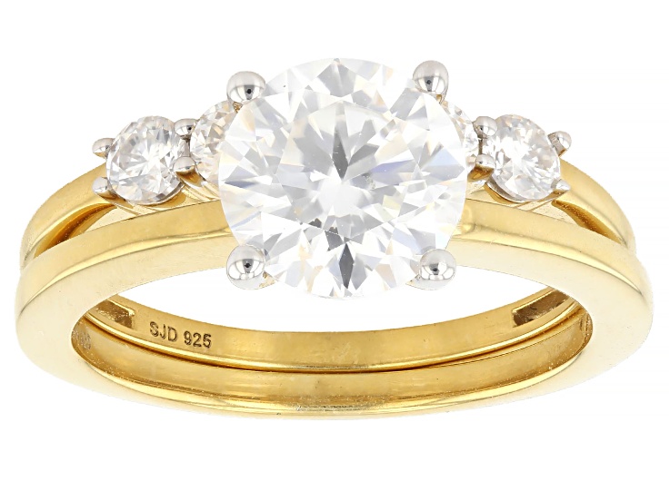 Moissanite 14k Yellow Gold Over Silver Ring And Band 2.40ctw DEW