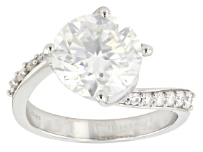 Moissanite Platineve Bypass Ring 4.21ctw DEW