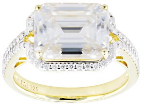 Moissanite 14k Yellow Gold Over Silver Halo Ring 5.63ctw DEW