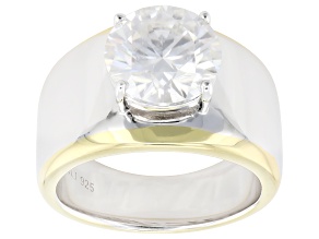 Moissanite Platineve And 14k Yellow Gold Over Silver Solitaire Ring 2.70ct DEW