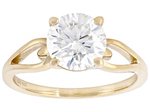 Moissanite 14k Yellow Gold Over Silver Solitaire Ring 1.90ct DEW