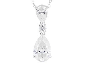 Pear And Round Moissanite Platineve Drop Pendant 4.68ctw DEW