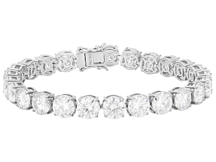 Round Brilliant Moissanite Platineve Tennis Bracelet 30.00ctw DEW.