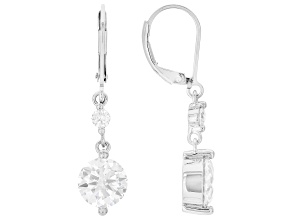 Moissanite Platineve Drop Earrings 4.00ctw DEW