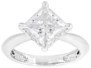 Square Princess Cut Moissanite Platineve Solitaire  Ring 2.80ct DEW