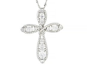 Moissanite Platineve Cross Pendant 4.56ctw DEW