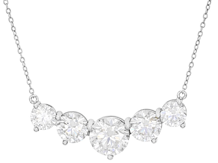 Moissanite Platineve Station Necklace 9.40ctw DEW