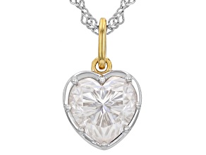 Heart Shape Moissanite Platineve and 14k Yellow Gold Over Silver Pendant with Chain 2.70ct DEW