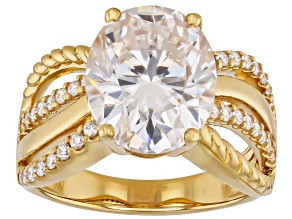 Moissanite 14K Yellow Gold Over Sterling Silver Center Design Ring 6.04ctw DEW