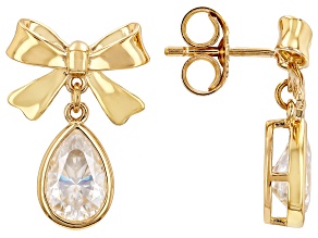 Moissanite 14k Yellow Gold Over Sterling Silver Bow Earrings 3.00ctw DEW