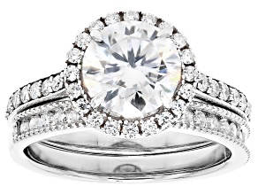 Moissanite Platineve Ring And Band 2.76ctw DEW