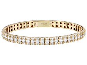 Moissanite Flex Bangle Bracelet in 14k Yellow Gold Over Silver 7.56ctw DEW