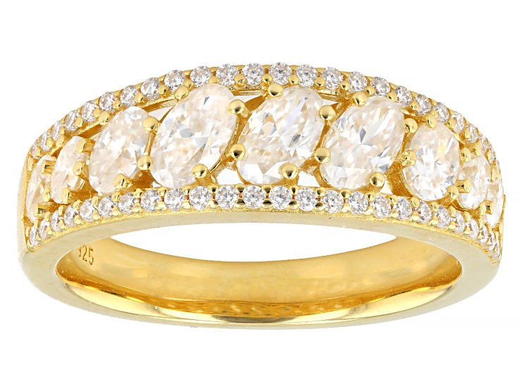 Oval And Round Moissanite 14k Yellow Gold Over Silver Ring 1.98ctw DEW