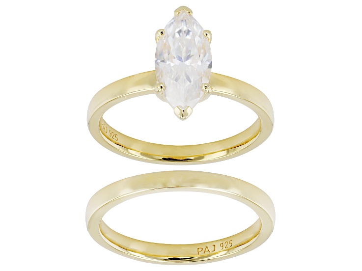 Marquise Moissanite 14k Yellow Gold Over Silver Ring With Band 2.00ct DEW