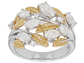 Moissanite Platineve and 14K Yellow Gold Over Sterling Silver Ring 1.96ctw DEW