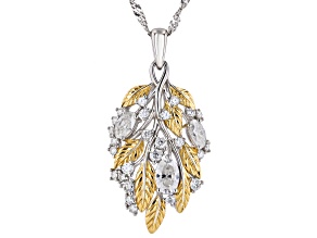 Moissanite Platineve and 14K Yellow Gold Over Sterling Silver Pendant with Chain 1.55ctw DEW