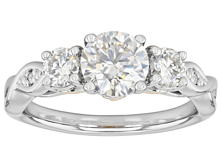 Moissanite Platineve and 14K Yellow Gold Over Sterling Silver Ring 1.5ctw DEW