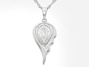 Pear Moissanite Platineve Angel Wing Pendant with Chain 2.10ctw DEW