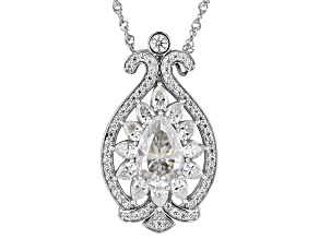 Moissanite Platineve Pendant with Chain 6.44ctw DEW