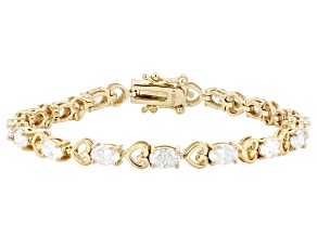Moissanite 14k Yellow Gold Over Sterling Silver Tennis Bracelet 7.68ctw DEW