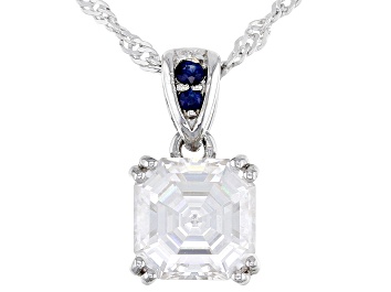 Picture of Moissanite and blue sapphire platineve pendant 2.96ct DEW.