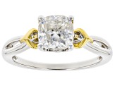 Moissanite platinve and 14k yellow gold over sterling silver engagement ring 1.70ct