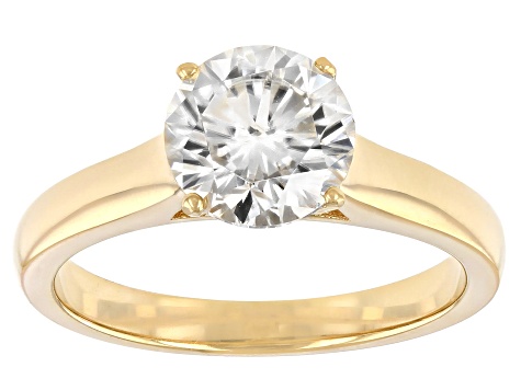 Candlelight and Colorless Moissanite 14K Yellow Gold Over Silver Engagement Ring 1.92ctw Dew