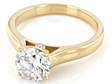 Candlelight and colorless moissanite 14k yellow gold over silver engagement ring 1.92ctw DEW