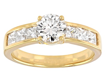 Picture of Candlelight moissanite 14k yellow gold over silver engagement ring 1.96ctw DEW