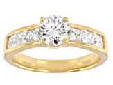 Candlelight moissanite 14k yellow gold over silver engagement ring 1.96ctw DEW