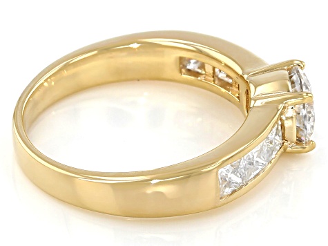 Candlelight moissanite 14k yellow gold over silver engagement ring 1.96ctw DEW