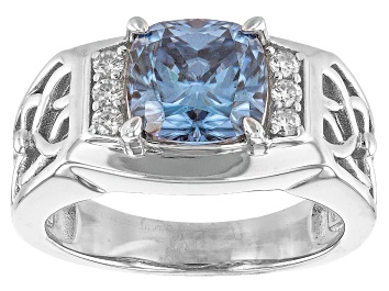 Picture of Blue And Colorless Moissanite Platineve Ring 2.58ctw DEW.