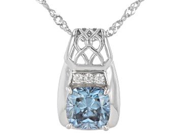 Picture of Blue And Colorless Moissanite Platineve Pendant 2.49ctw DEW.