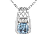 Blue And Colorless Moissanite Platineve Pendant 2.49ctw DEW.
