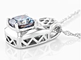 Blue And Colorless Moissanite Platineve Pendant 2.49ctw DEW.