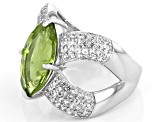 Green Peridot Rhodium Over Sterling Silver Ring 4.17ctw