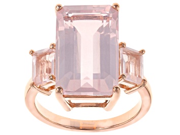 Picture of Pink rose quartz 18k rose gold over silver ring