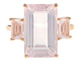 Pink rose quartz 18k rose gold over silver ring